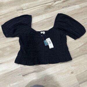 Women’s Roxy Black Top Blouse NWT peplum Size‎ X-Large Xl